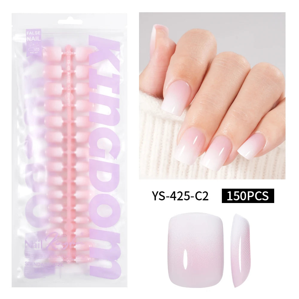 Wholesaler Private Label 150Pcs Nude Pink Gradient Fake Nails Press on Short Square Almond Ombre Press on Nails