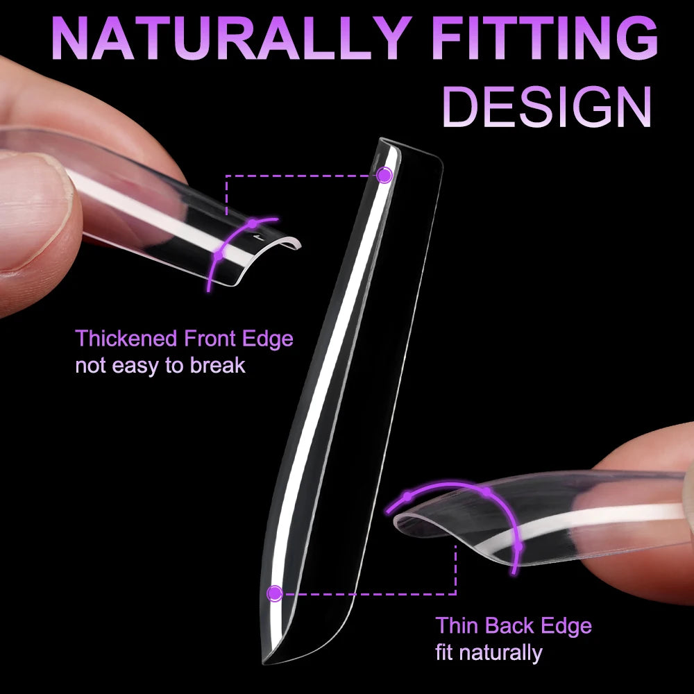 Private Label Full Cover Xxl Square Fake Nail Tips Extension Natural Transparent French Straight Tapered Square Nail Tips