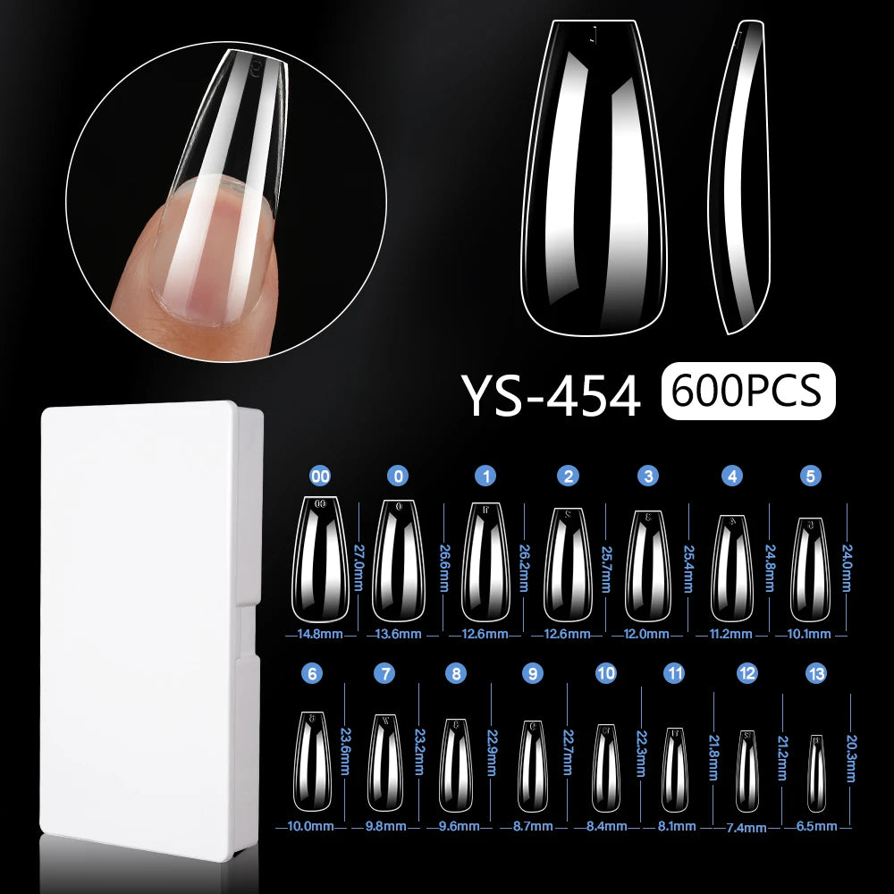 New Soft Gel X 600 Pcs 15sizes Nails No C Curve Full Cover Acrylic Nail Tips Wholesale Almond Square Coffin Suppliers Nail Tips