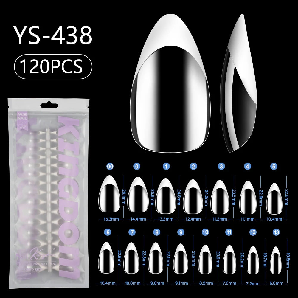 Nail Factory Wholesale 120pcs Full Cover French White Tip Nails Press on Clear Short Almond Stiletto French Tip Press on Nails
