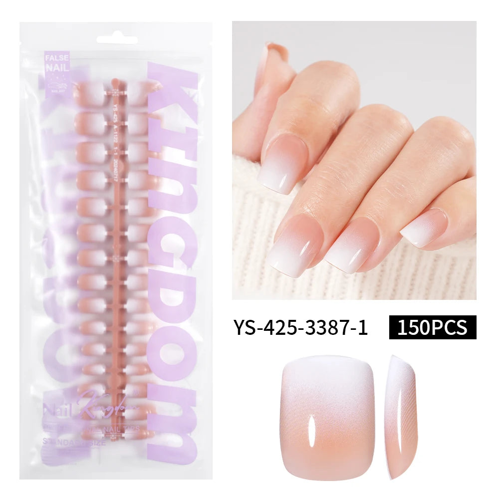 Wholesaler Private Label 150Pcs Nude Pink Gradient Fake Nails Press on Short Square Almond Ombre Press on Nails