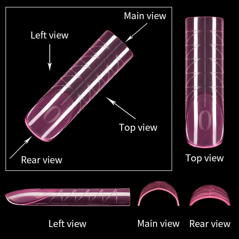 Private Label Russia Quick Building Nail Molds 140Pcs Acrylic Extension Form Tips Traceless Pink Plastic Dual Form Nail Tips