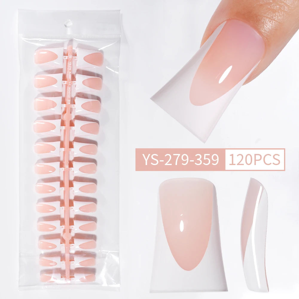 Wholesale OEM 120pcs Duck Nail French Tips White Full Cover Gel Handmade French Duck Nails Press on Nails