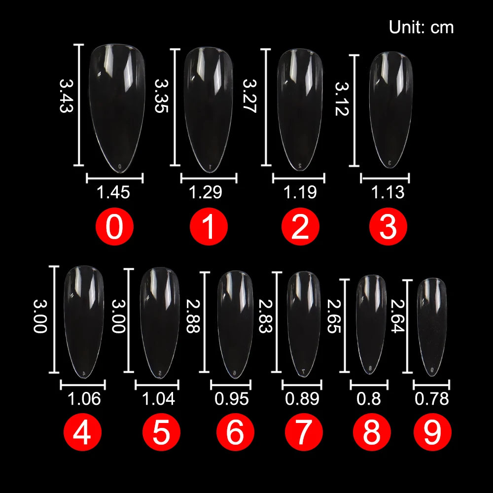 Nail Almond Tips XXL Full Cover Clear 500pcs