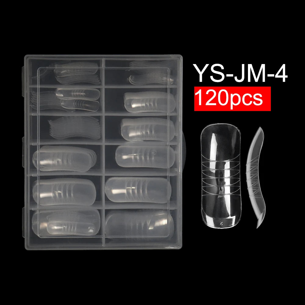 Wholesale 120pcs Russian Almond Dual Forms 26 Styles Quick Building Nail Model Extension Oval Stiletto Coffin Plastic Nail Forms