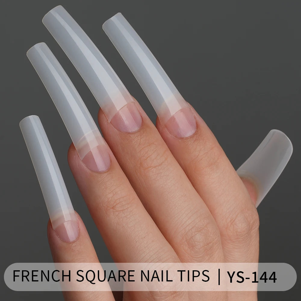 Tapered Square Nail Tips 500pcs/box XXXL French Ultra Thin Half Cover No C Curve Straight Soft Gel French Square Nail Tips