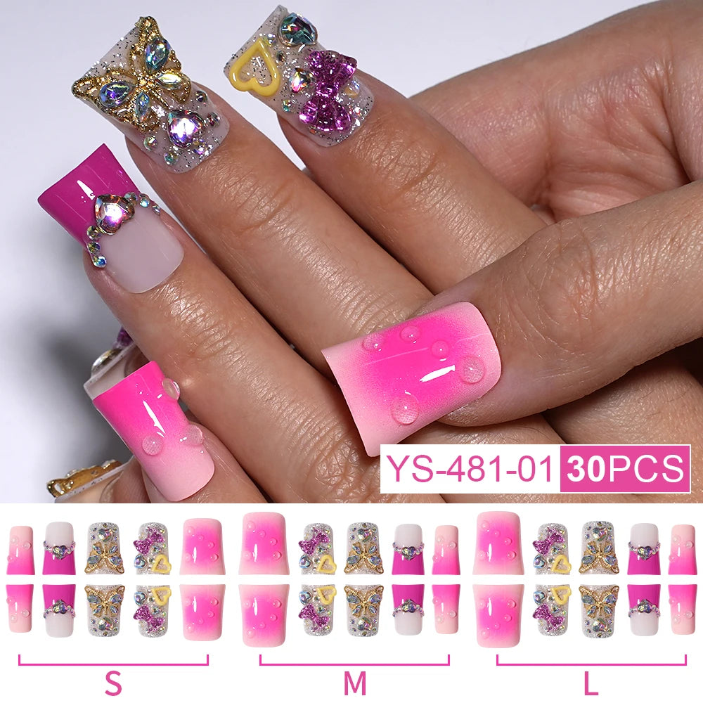 New Nail Supplier 30PCS Duck Feet Shape Nails 3D Luxury Finger Artificial French Design Acrylic Duck Press on Nails