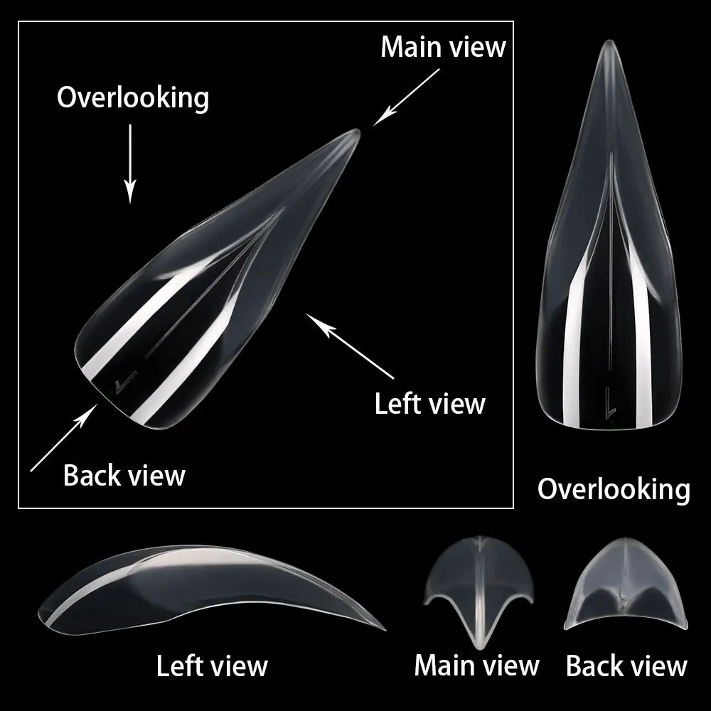 New Wholesale 140Pcs Eagle Claw Nail Mold Tips 14 Size Full Cover Reusable Acrylic Extension Clear Plastic Eagle Claw Nail Form