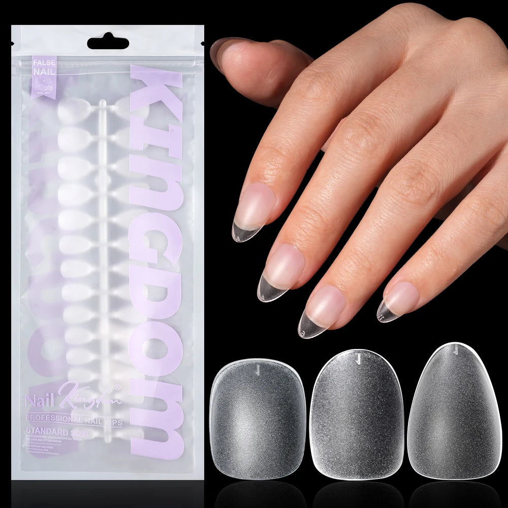 Wholesale ODM OEM 120pcs/bag Full Cover Frosted Soft Gel Nail Tips Clear Squoval Round Almond Double-Sided Full Matte Nail Tips