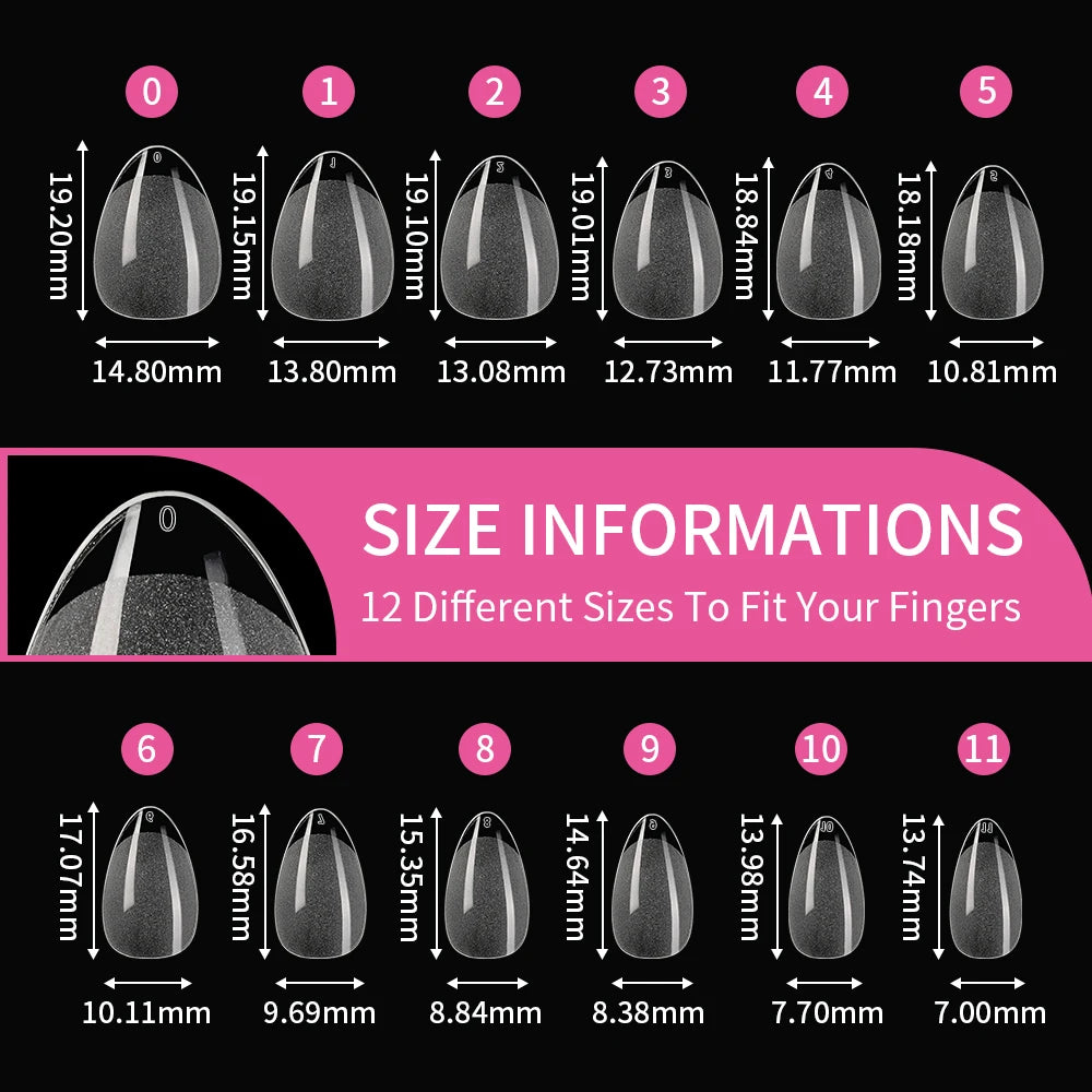 Wholesale 120/240/600Pcs Full Cover Frosted Almond False Nail Tips Supplies Clear Traceless Matte Extra Short Almond Nail Tips