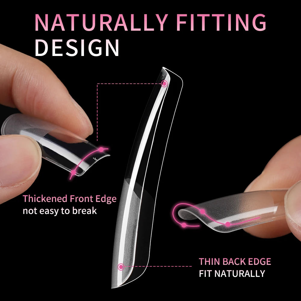 Wholesale 240Pcs Full Cover Half Matte False Nails Long Square Clear Transparent Traceless Semi Frosted Square Nail Tips