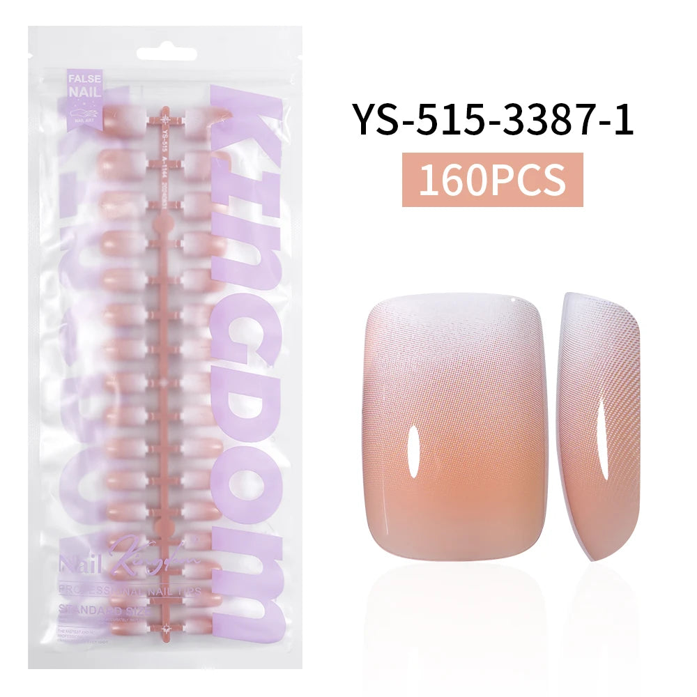 Wholesaler Private Label 150Pcs Nude Pink Gradient Fake Nails Press on Short Square Almond Ombre Press on Nails