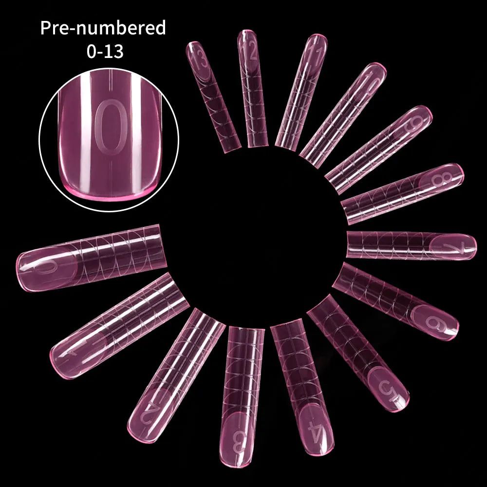 Private Label Russia Quick Building Nail Molds 140Pcs Acrylic Extension Form Tips Traceless Pink Plastic Dual Form Nail Tips