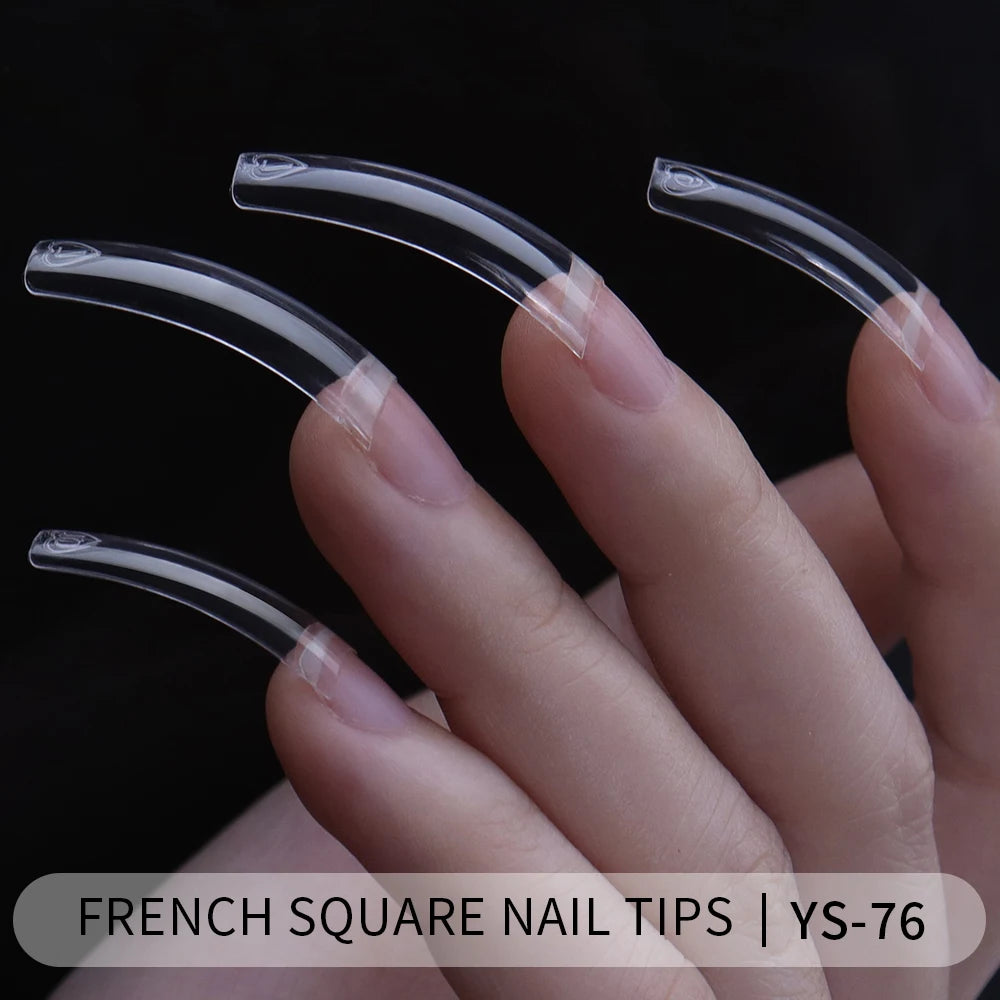 Tapered Square Nail Tips 500pcs/box XXXL French Ultra Thin Half Cover No C Curve Straight Soft Gel French Square Nail Tips