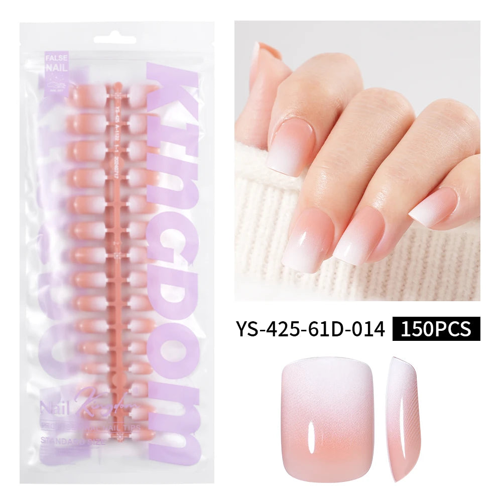 Wholesaler Private Label 150Pcs Nude Pink Gradient Fake Nails Press on Short Square Almond Ombre Press on Nails