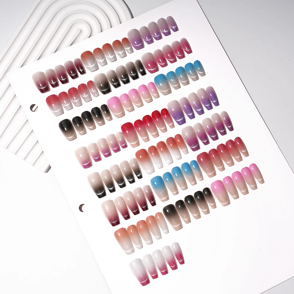 Wholesale New 30Pcs Glitter Luxury Handmade Crescent Cat Eye Nail Tips French Soft Gel Nail Art Kits False Press on Nails Set