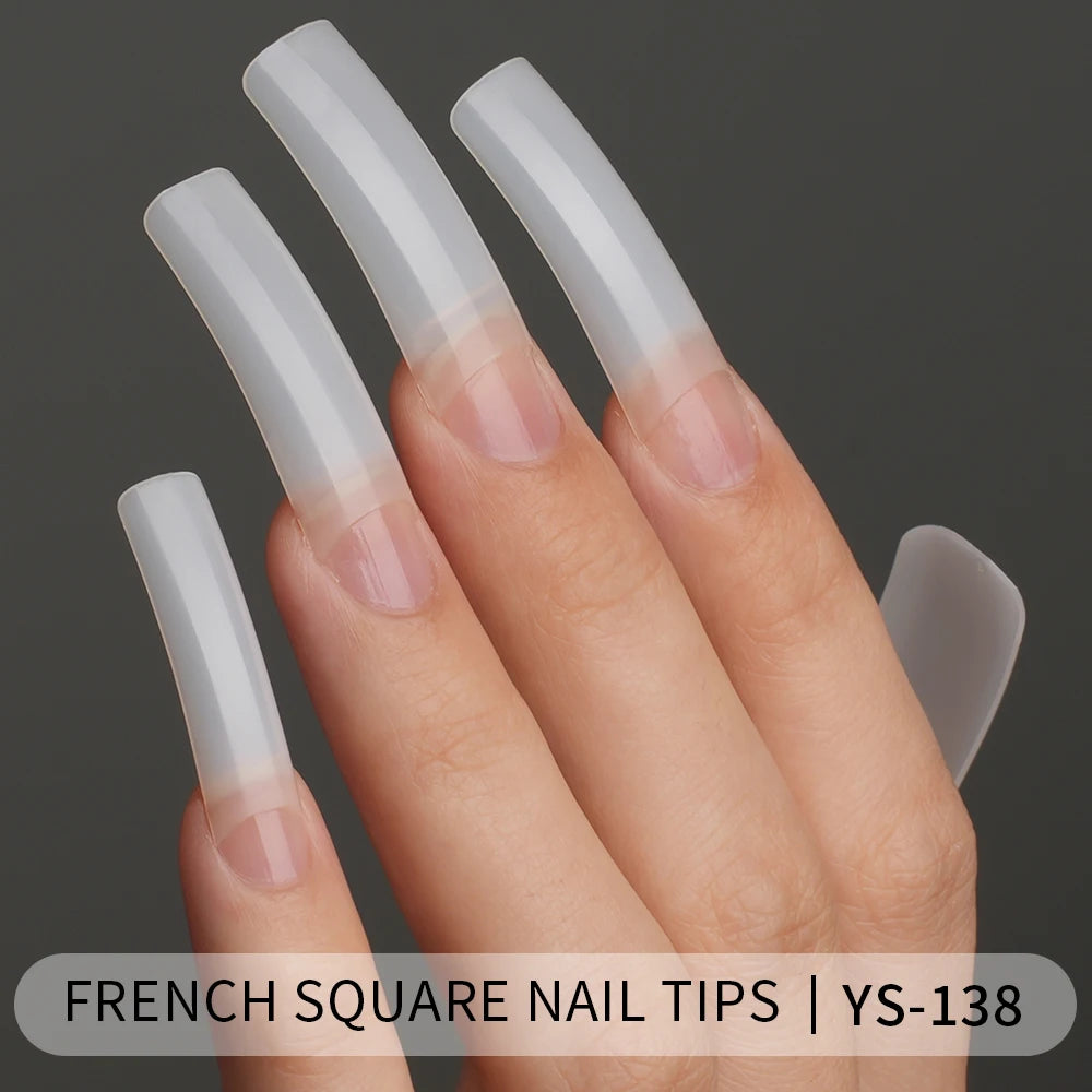 Tapered Square Nail Tips 500pcs/box XXXL French Ultra Thin Half Cover No C Curve Straight Soft Gel French Square Nail Tips
