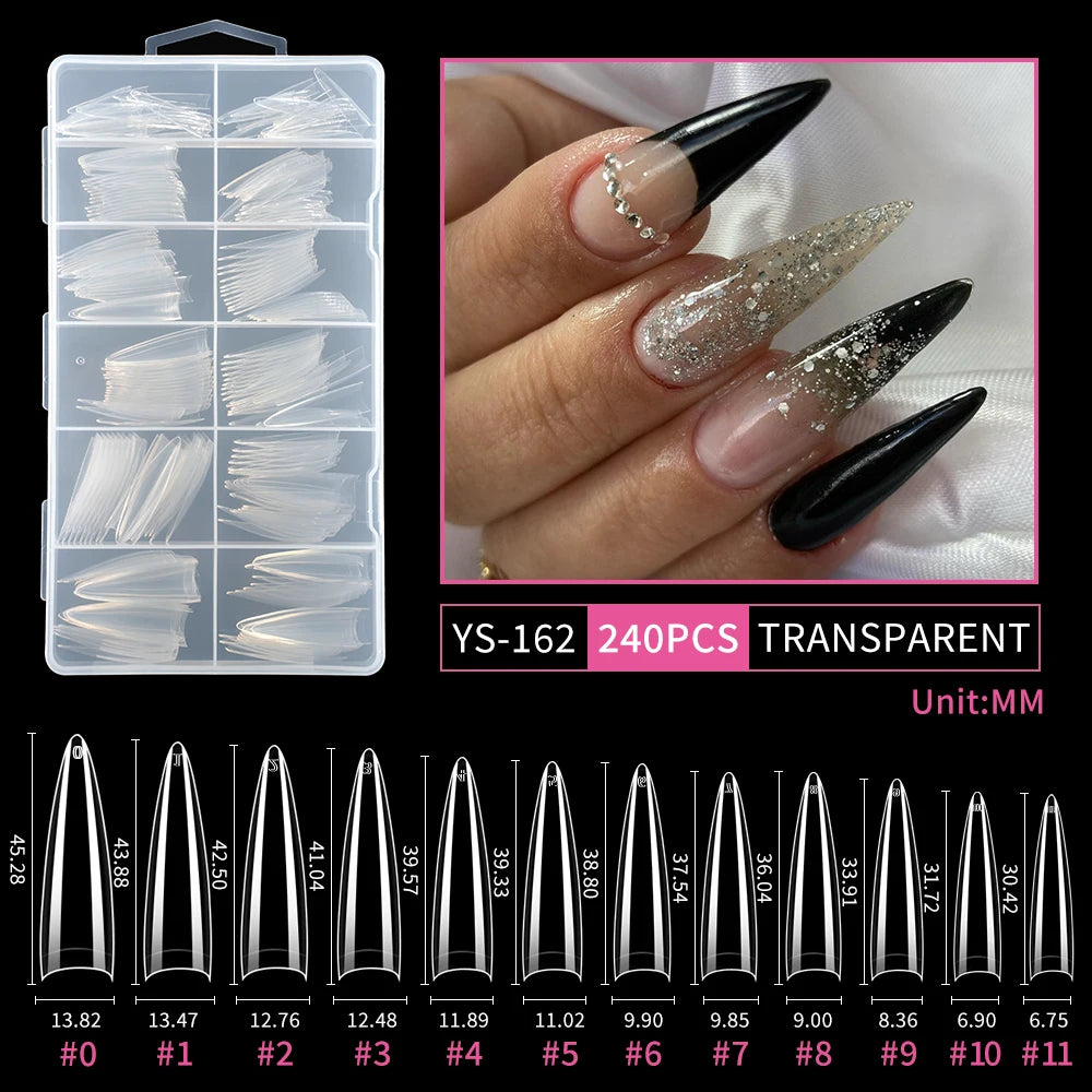 Wholesale Full Half Cover Long Stiletto Square Coffin Nails Tips Soft Gel Nail Extension Tips Nail Tips Non C Curve