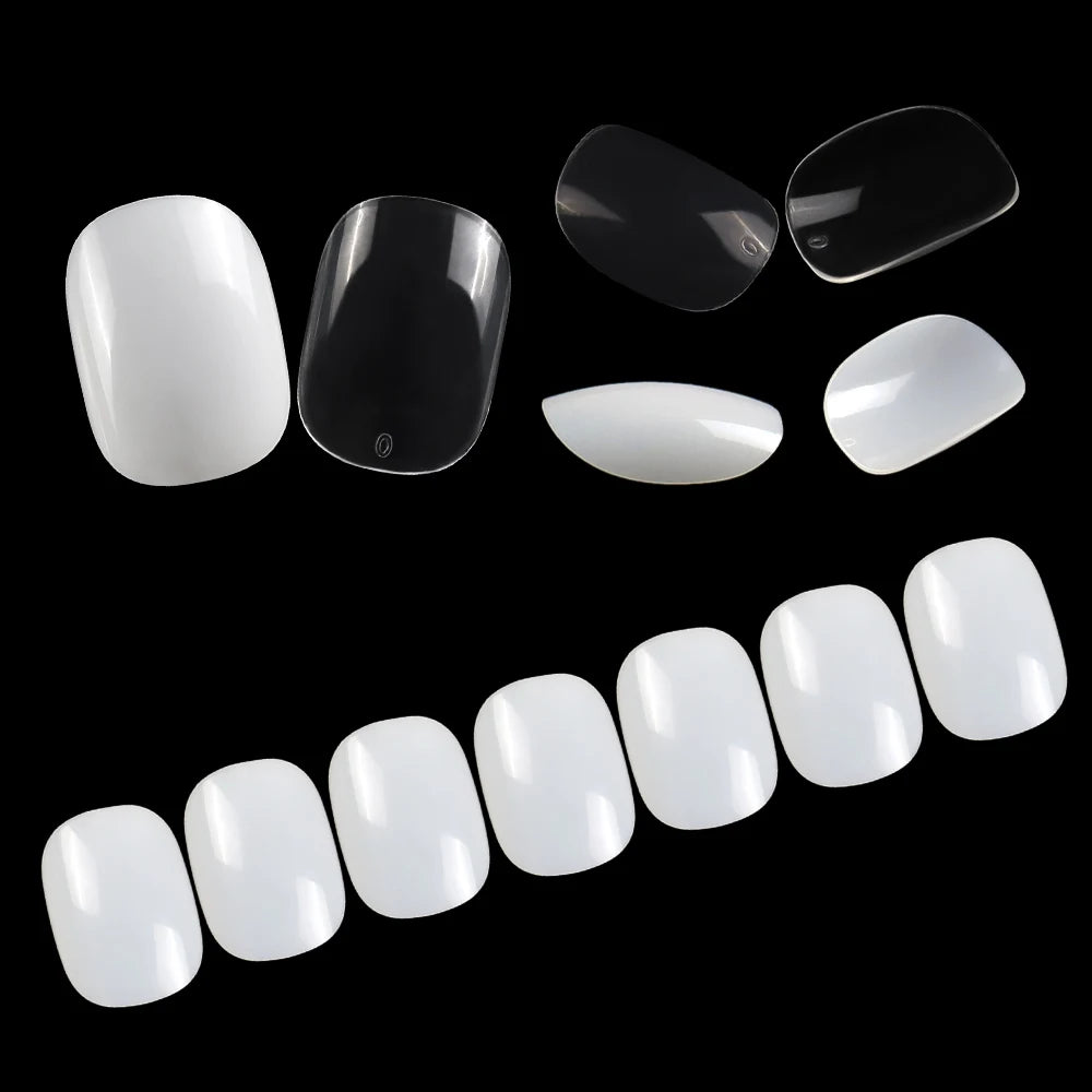 Wholesale Children's Nails Acrylic Full Cover 100 Pcs/Box Flat Square False Fingernails Clear Soft Gel Kids Nail Tips