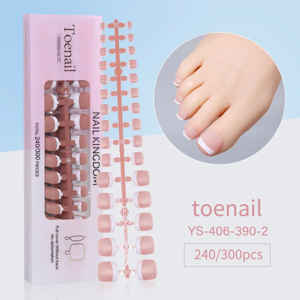 240pcs French Gel X Tips Press on Long Almond False Nails Premade Designed X Coat Tips Full Cover French Tip Press on Nails
