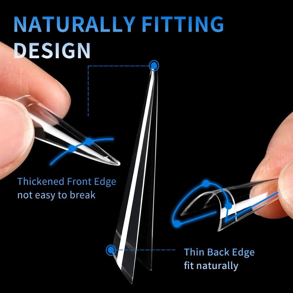 Long Stiletto False Nails 504pcs 12sizes Half Cover Traceless Natural Clear Stiletto Nail Tips