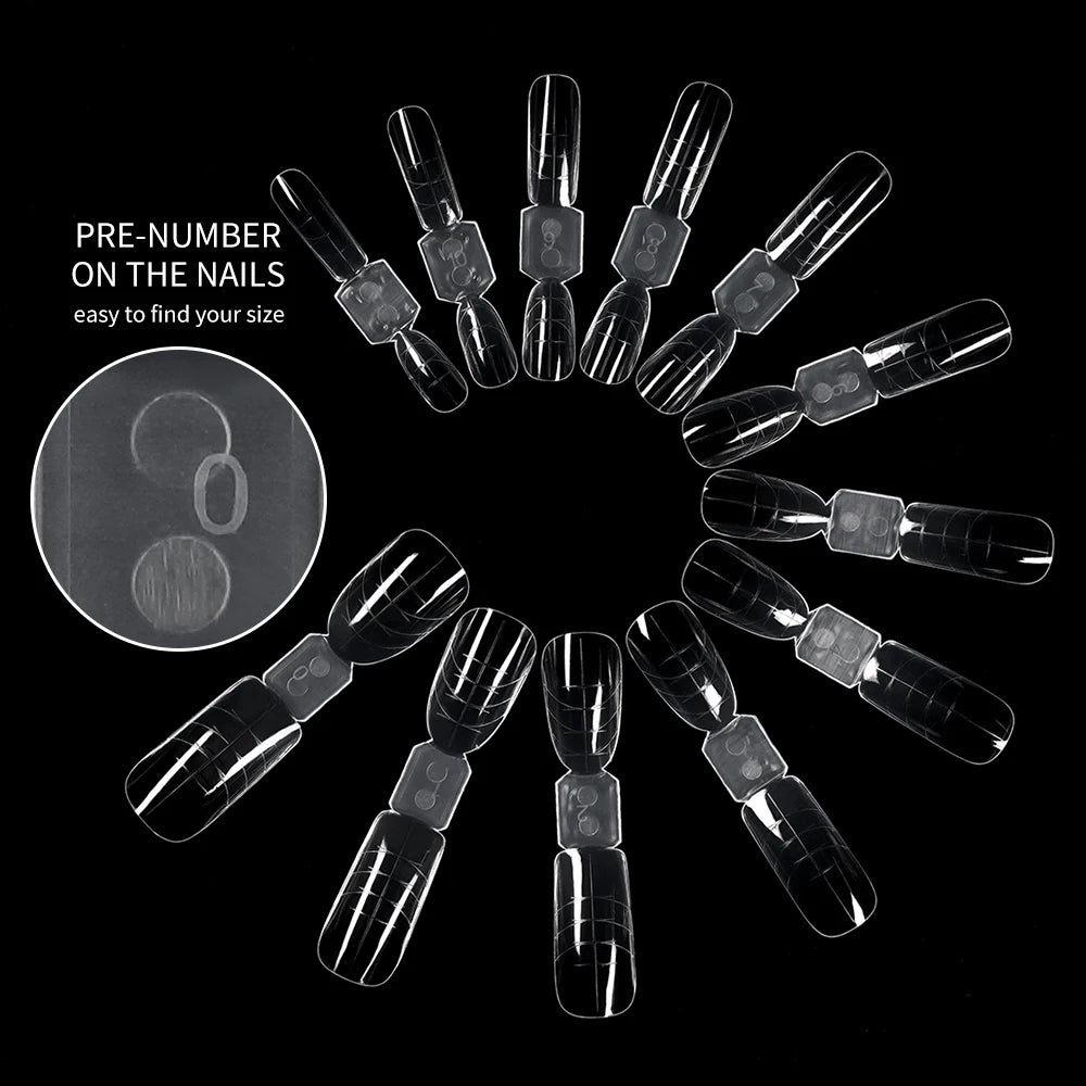 New Wholesale Private Label Quick Building Nail Molds 120Pcs Acrylic Extension Clear French Square Oval Plastic Nail Form