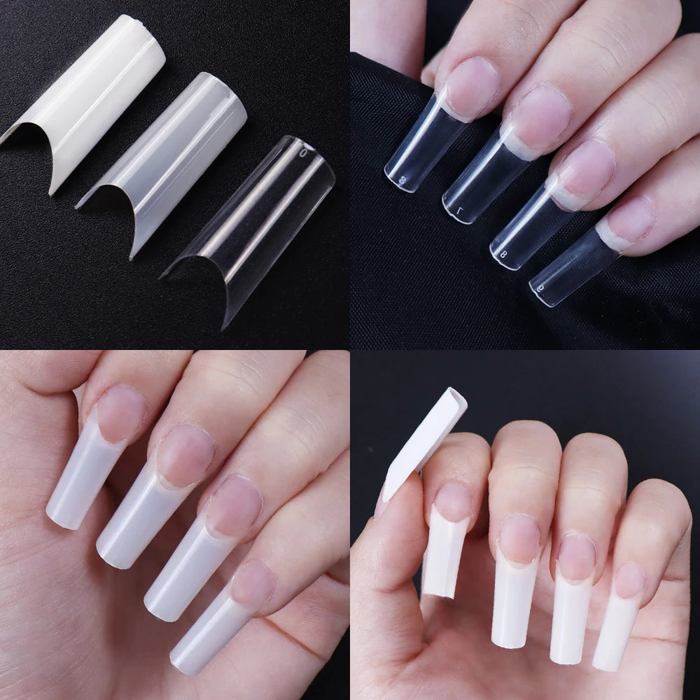 High Quality Nail Art Salon Practice Half Cover Square False Nails Tips French Acrylic False Nail Tips 500pcs Bag