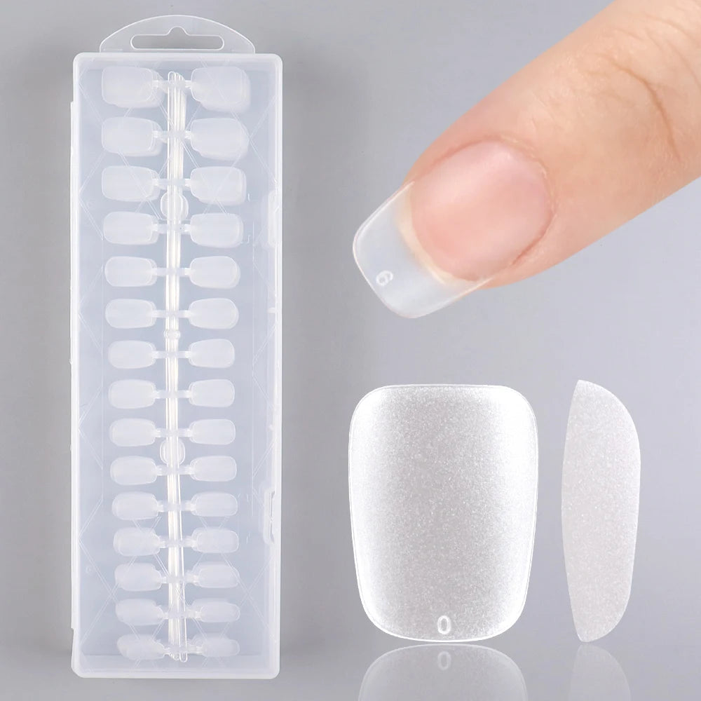 Wholesale Hot Sale Nail Salon 240 Pieces Non-Trace Nail Tip Transparent Matte Fingernail Soft Gel X Full Cover Nail Tips