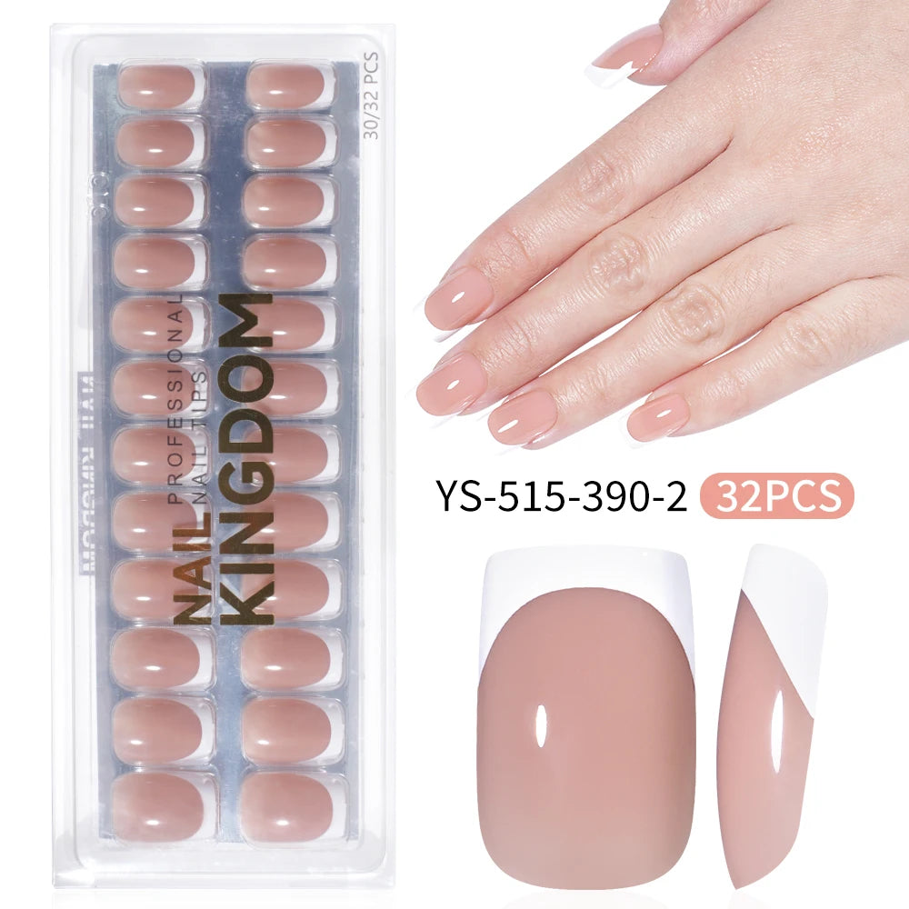 Wholesale Private Label 32pcs French False Nails Soft Gel X Nail Tips Full Cover Nude Pink Nails Press on French Tip