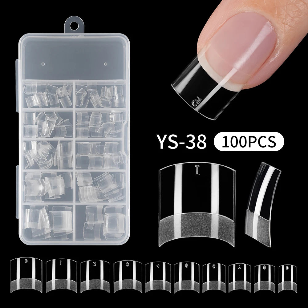Wholesale 100pcs Clear Half Cover Matte Short French Square Nail Art Tips False Nail Extensions for Manicure for Finger