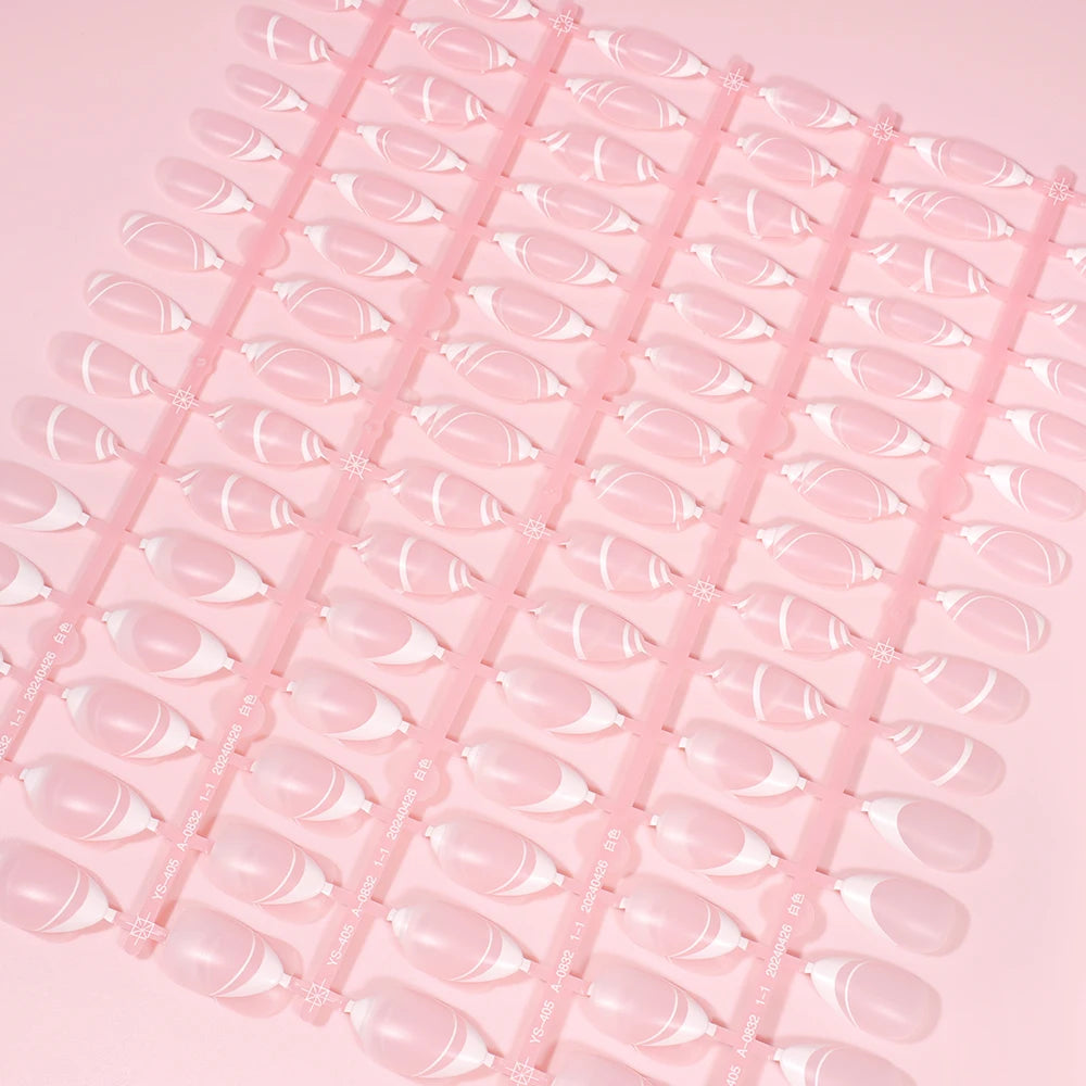 Factory Price 120pcs Full Cover French Handmade Gel Press on Nail Tips Wholesale Natural Nail Tips With Art Design