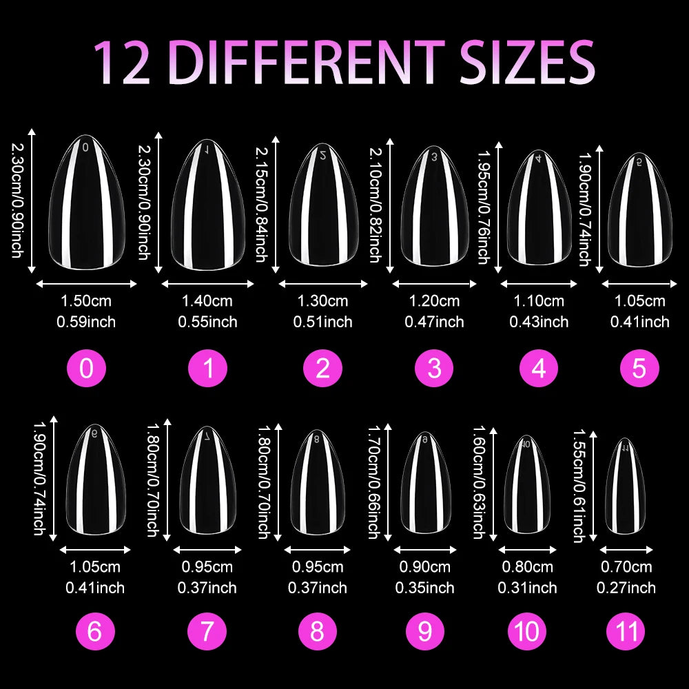 Wholesale 120/240Pcs Full Cover Almond False Nail Tips Supplies Clear Extra Short Almond Nail Tips