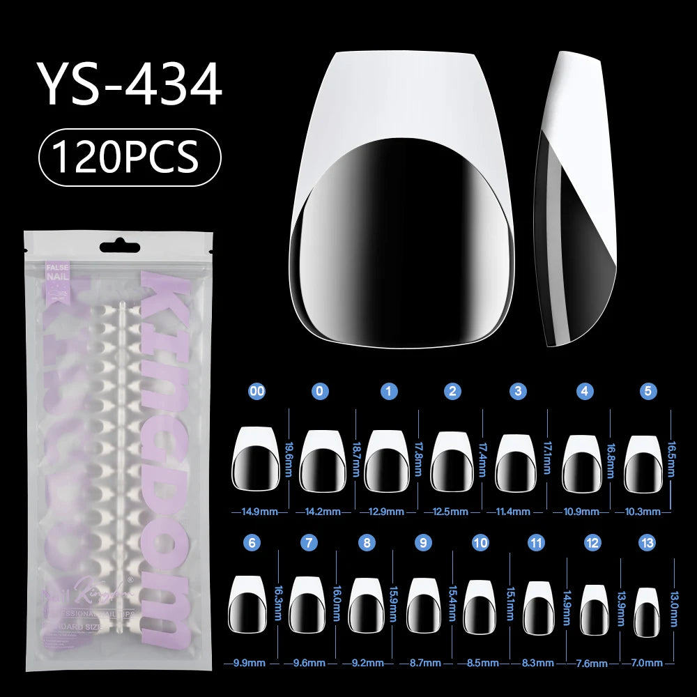 Nail Factory Wholesale 120pcs Full Cover French White Tip Nails Press on Clear Short Almond Stiletto French Tip Press on Nails