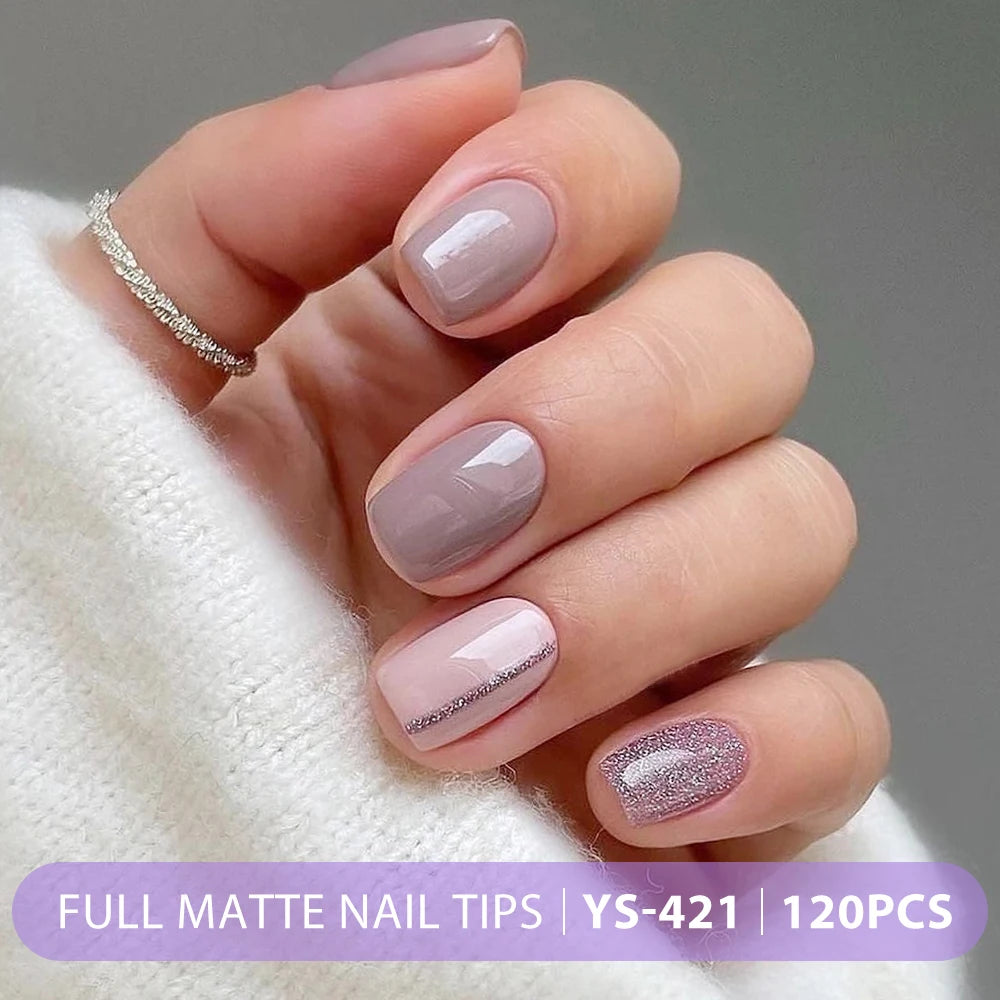 Wholesale ODM OEM 120pcs/bag Full Cover Frosted Soft Gel Nail Tips Clear Squoval Round Almond Double-Sided Full Matte Nail Tips