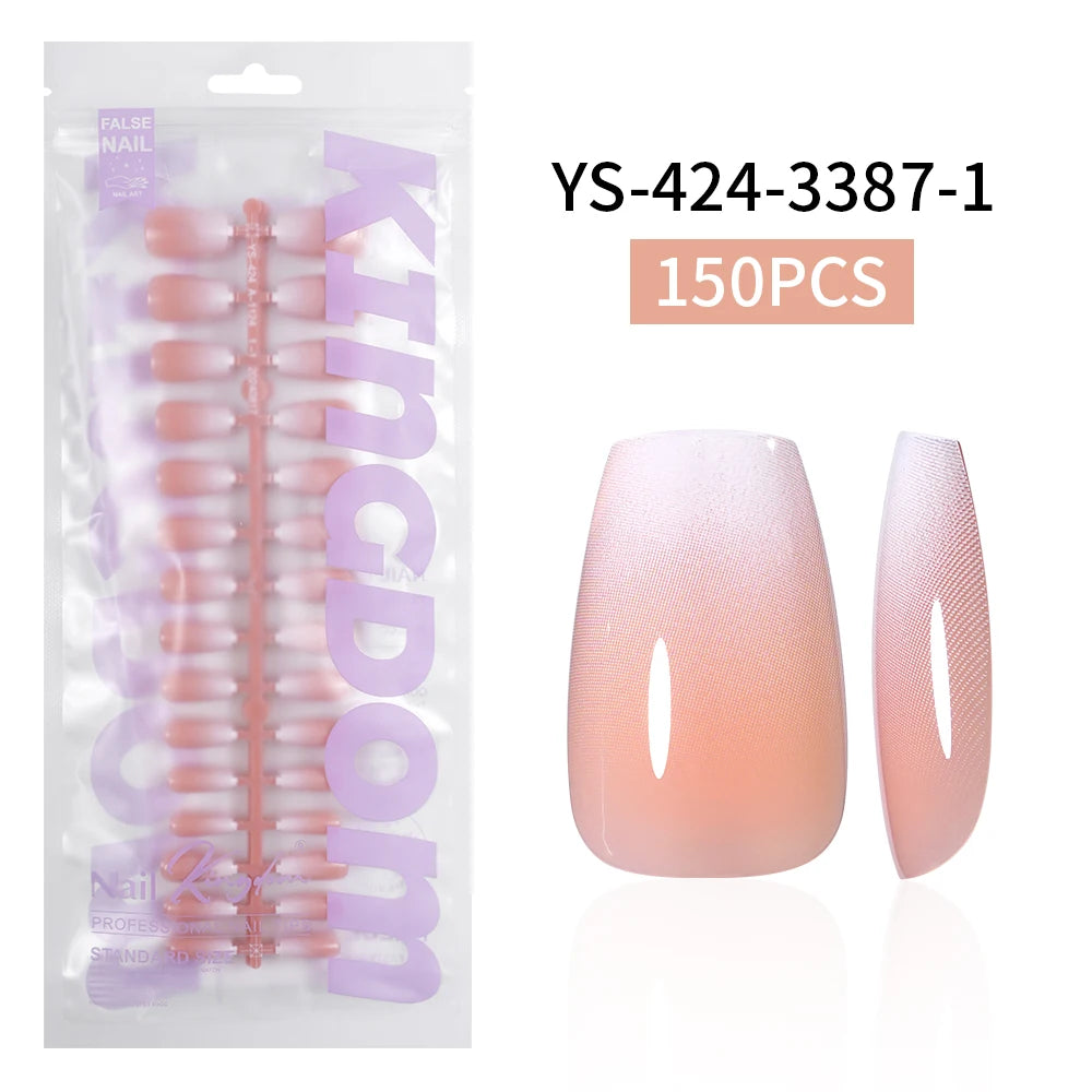 Wholesaler Private Label 150Pcs Nude Pink Gradient Fake Nails Press on Short Square Almond Ombre Press on Nails