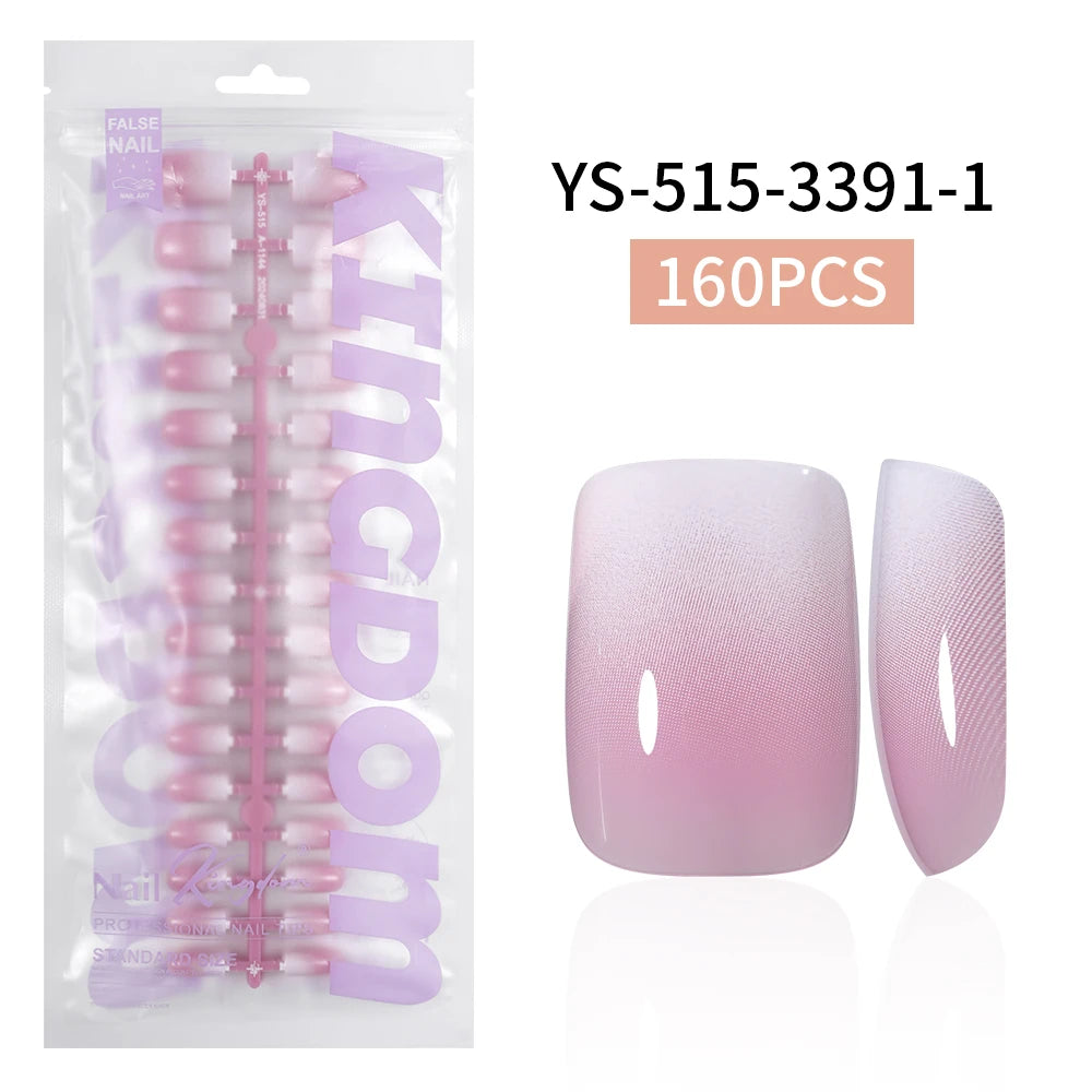 Wholesaler Private Label 150Pcs Nude Pink Gradient Fake Nails Press on Short Square Almond Ombre Press on Nails