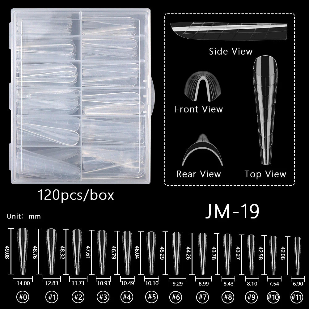 Wholesale 120pcs Russian Almond Dual Forms 26 Styles Quick Building Nail Model Extension Oval Stiletto Coffin Plastic Nail Forms