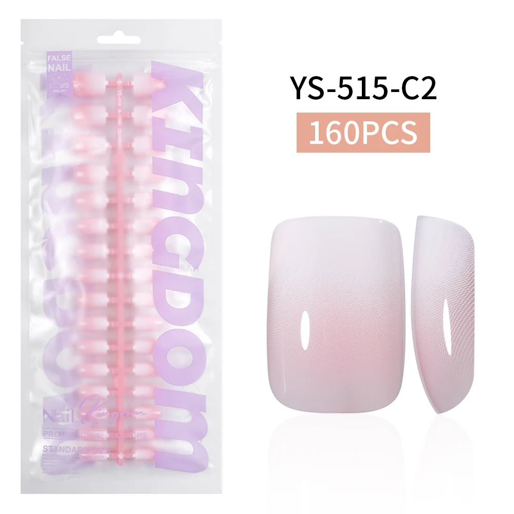 Wholesaler Private Label 150Pcs Nude Pink Gradient Fake Nails Press on Short Square Almond Ombre Press on Nails