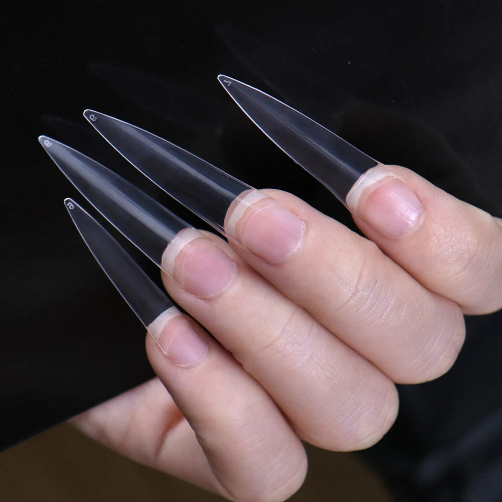 Factory OEM Wholesale 504pcs/box False Artificial Fingernails New French Long Stiletto Nail Tips