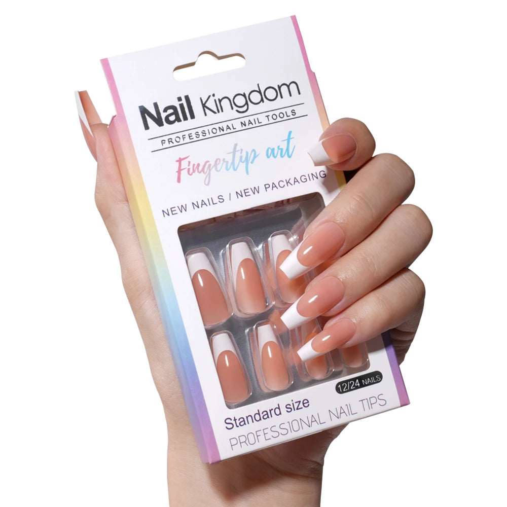 30pcs/box French Gel Nails Press on Nails