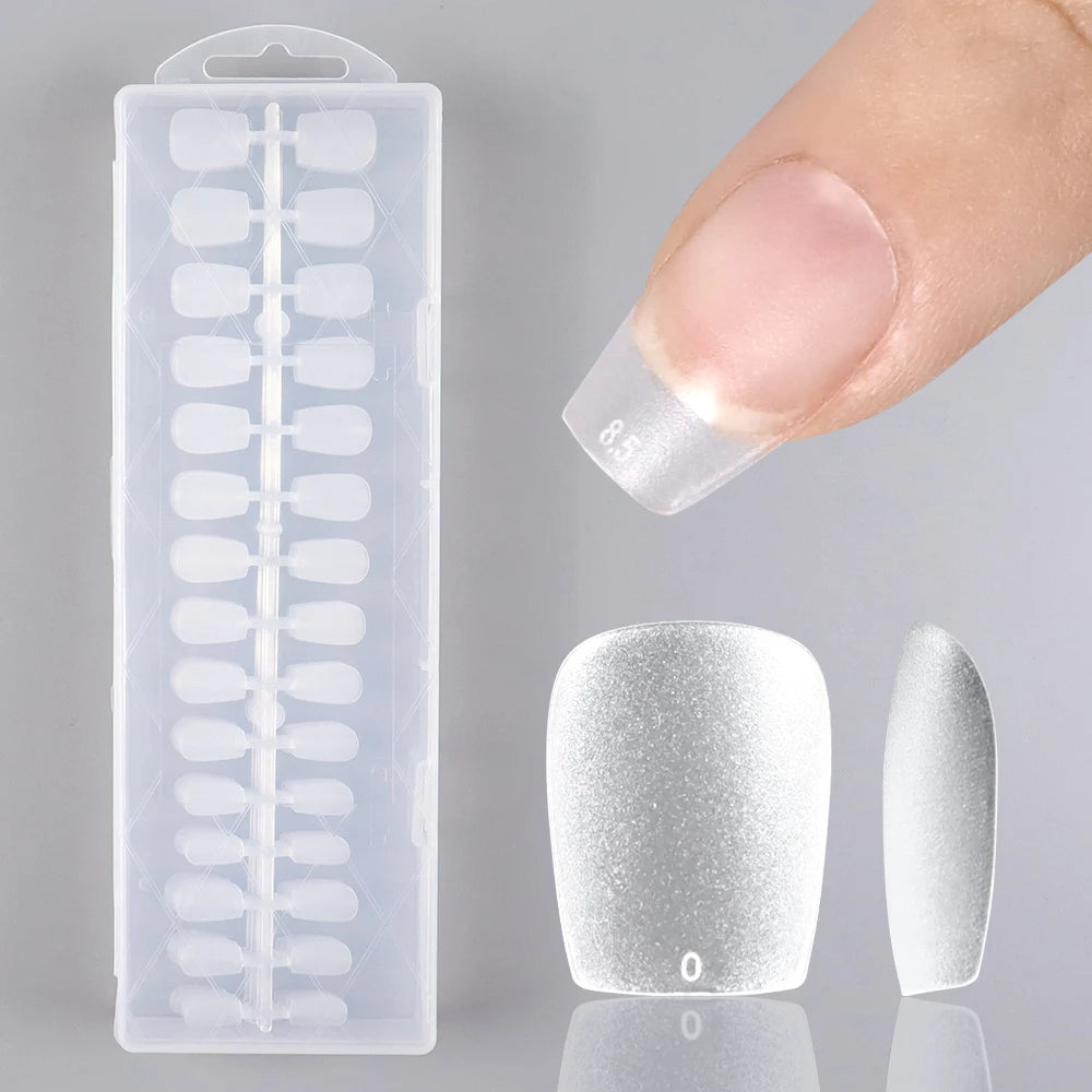 Wholesale Hot Sale Nail Salon 240 Pieces Non-Trace Nail Tip Transparent Matte Fingernail Soft Gel X Full Cover Nail Tips