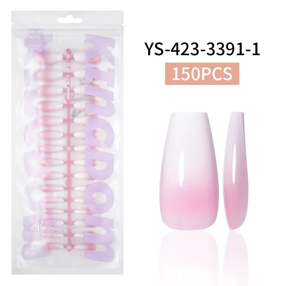 Wholesaler Private Label 150Pcs Nude Pink Gradient Fake Nails Press on Short Square Almond Ombre Press on Nails