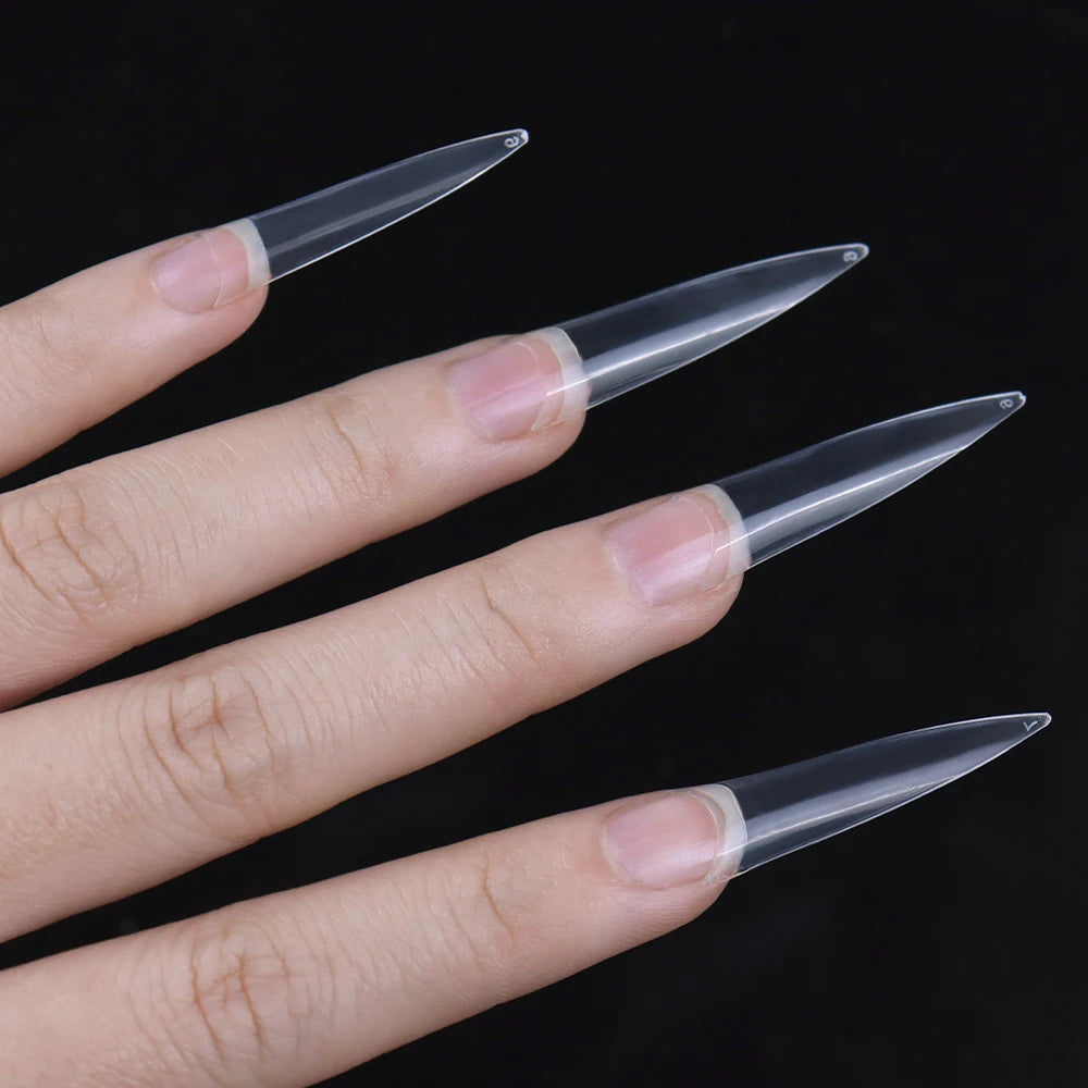 Factory OEM Wholesale 504pcs/box False Artificial Fingernails New French Long Stiletto Nail Tips