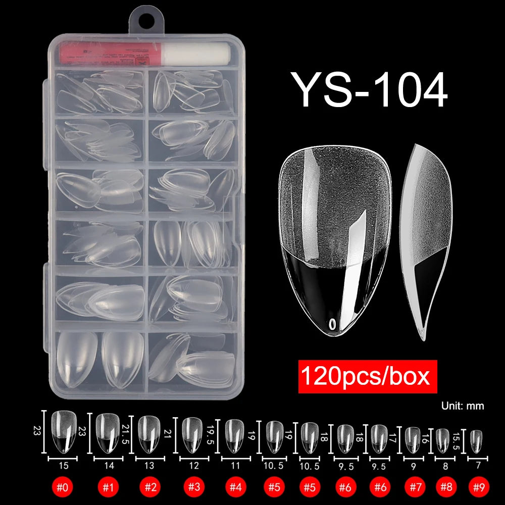 120 Pcs/Box Soft Gel Nails Art Tip Half Matte False Nails Coffin Stiletto Almond Square Full Cover Semi Frosted Nail Tips