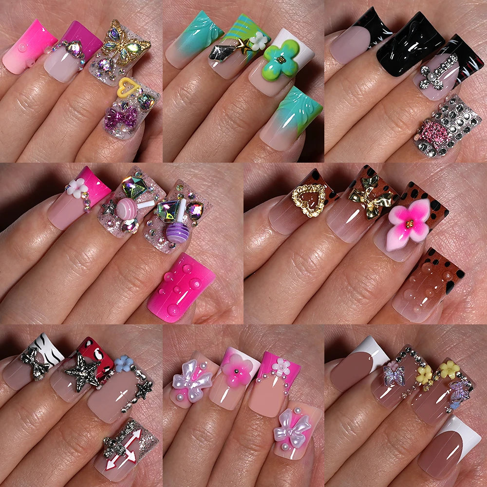 New Nail Supplier 30PCS Duck Feet Shape Nails 3D Luxury Finger Artificial French Design Acrylic Duck Press on Nails
