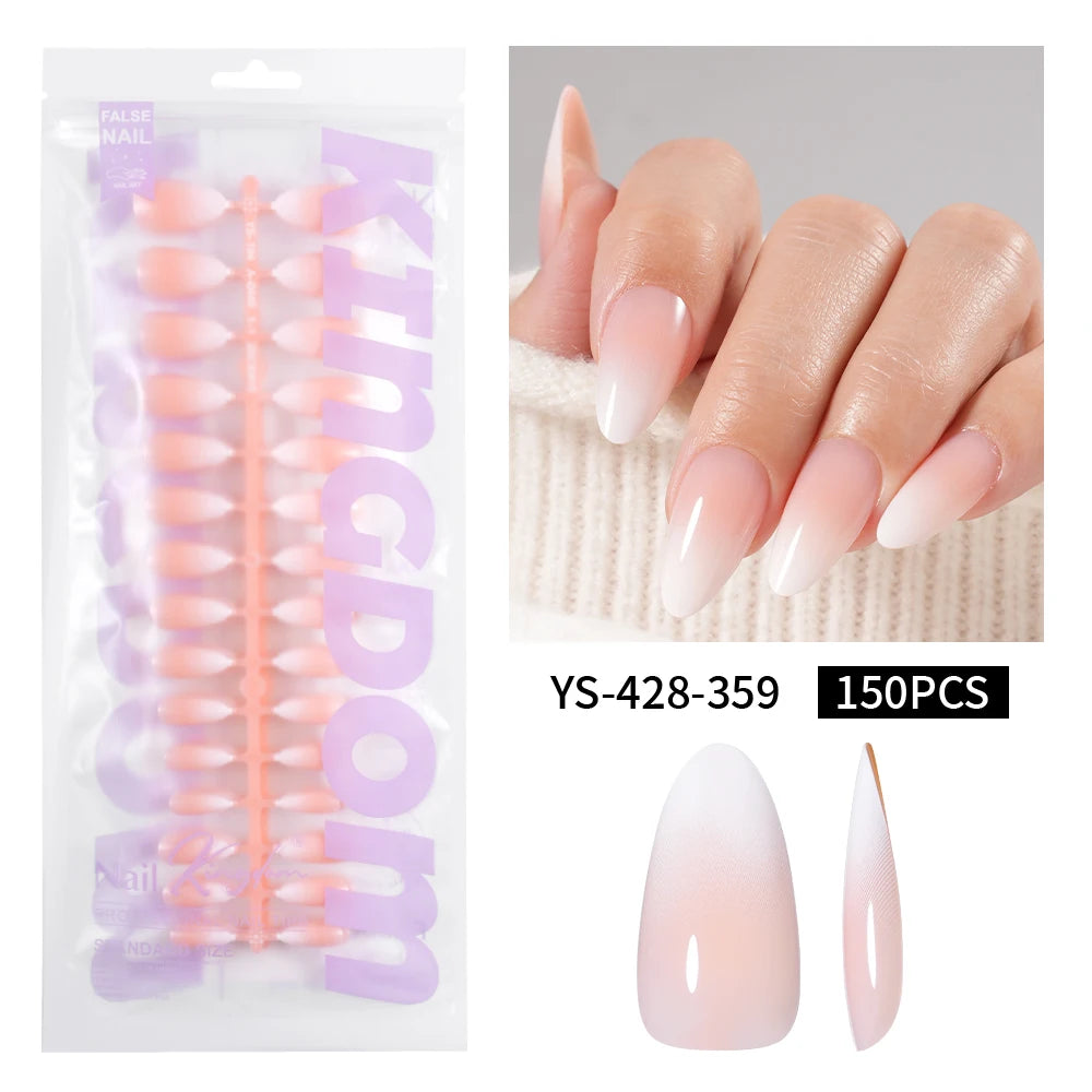Wholesaler Private Label 150Pcs Nude Pink Gradient Fake Nails Press on Short Square Almond Ombre Press on Nails