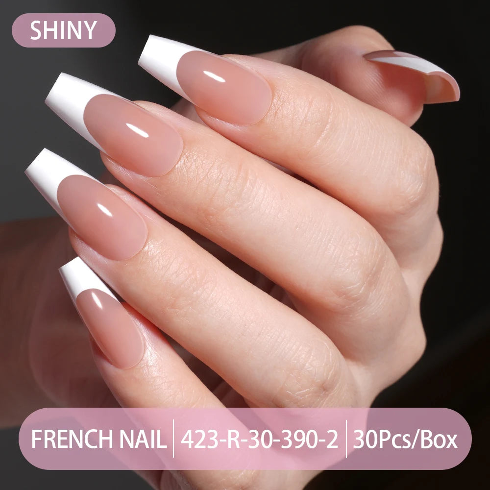 30pcs/box French Gel Nails Press on Nails