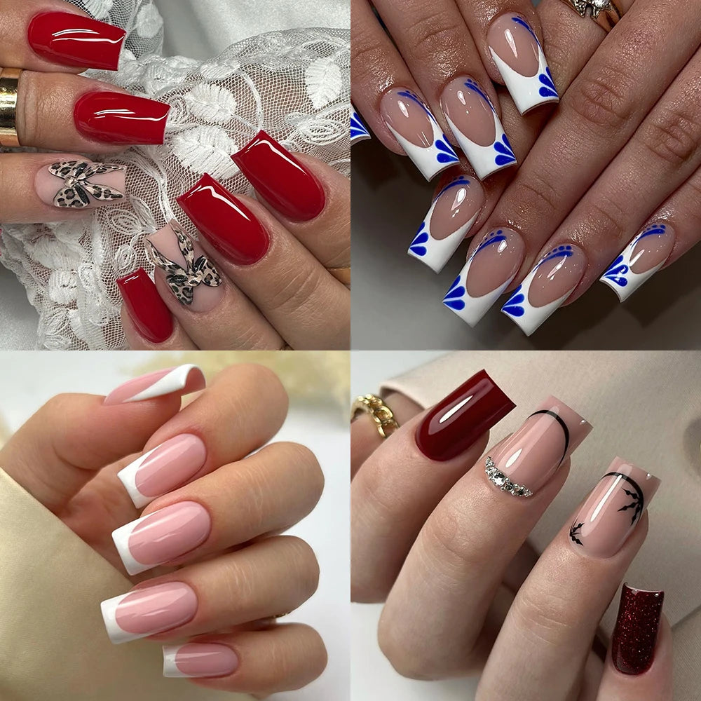 Wholesale 100pcs Clear Half Cover Matte Short French Square Nail Art Tips False Nail Extensions for Manicure for Finger