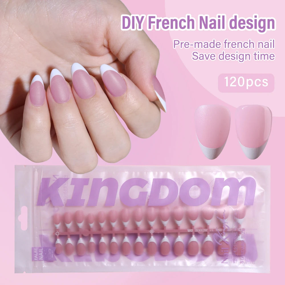 150pcs Press on Gel Nails French White Black Tips