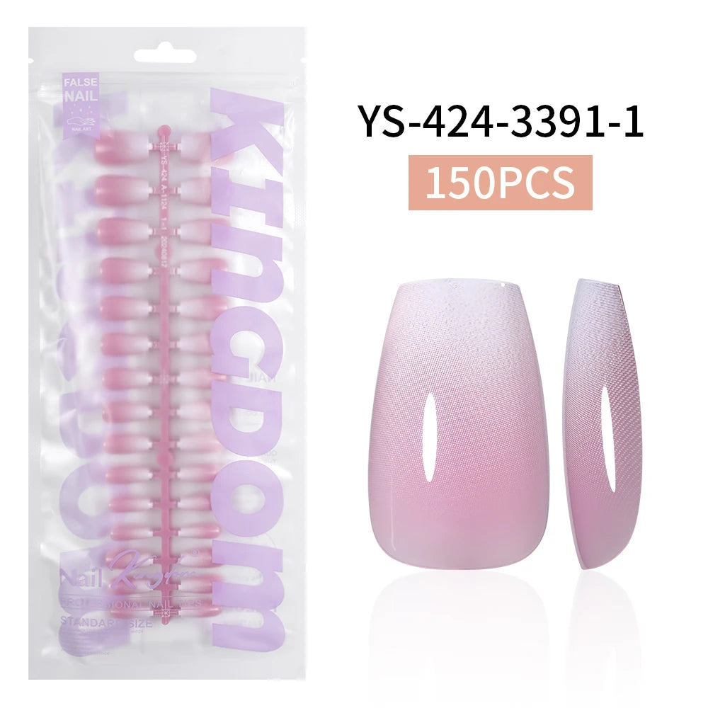 Wholesaler Private Label 150Pcs Nude Pink Gradient Fake Nails Press on Short Square Almond Ombre Press on Nails